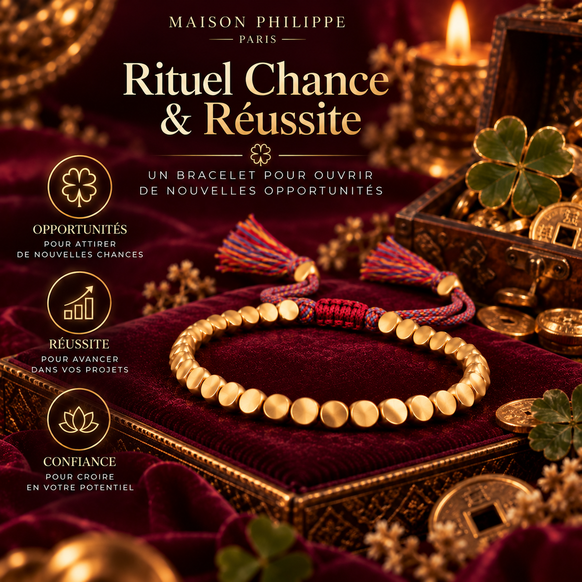 Bracelet Rituel Puissant™ – Amour, Protection, Chance & Réussite | Maison Philippe